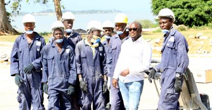 The CFS team take time off and pose for a photo at the Pearl Marinas site in Garuga